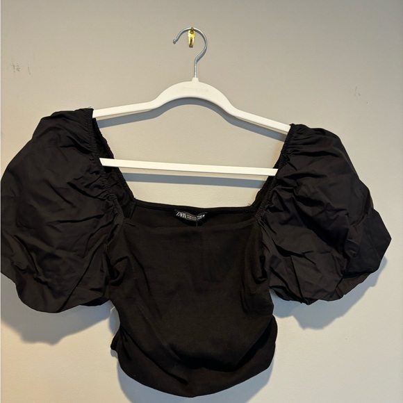 Zara Tops - Women's Black Zara Puff Short Sleeve Top - Size Small NWT